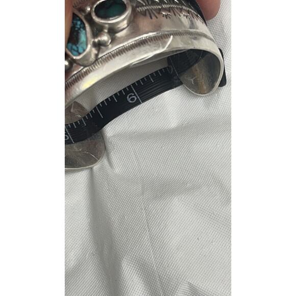 NATIVE AMERICAN STERLING SILVER NAVAJO CUFF BRACELET SIGNED WILSON PADILLA - Picture 10 of 16